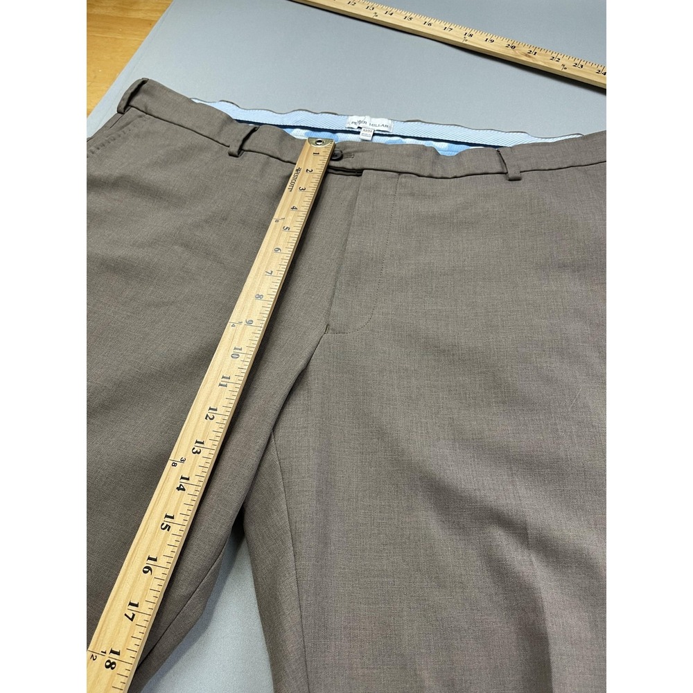 Peter Millar Pants Mens 42x34 Brown Golf Classic Flat Front Performance Trousers - Picture 10 of 11